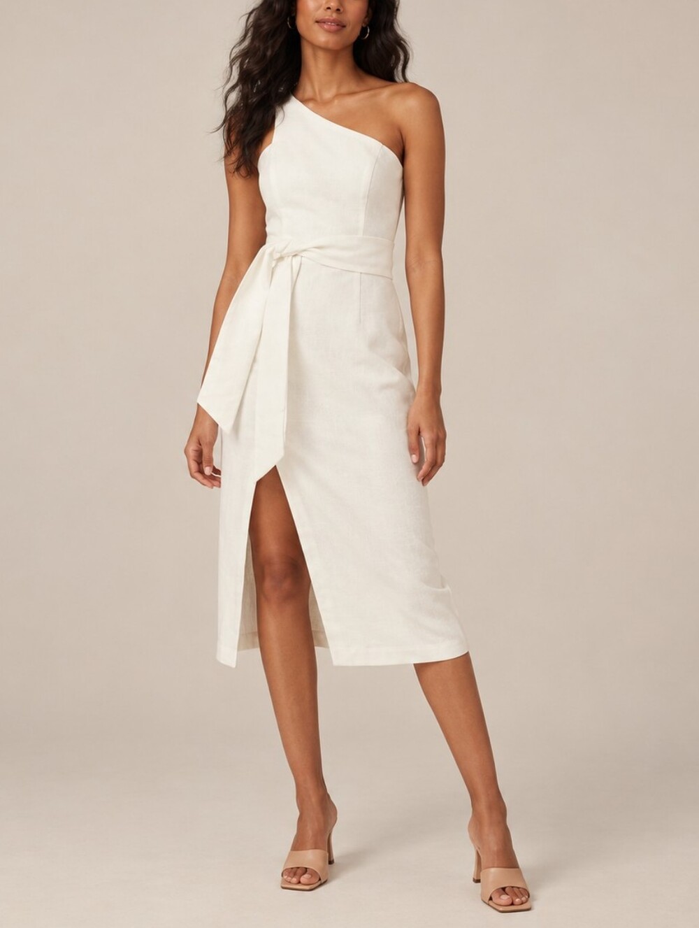 NWT Finders Keepers Ivory Francis One-Shoulder Midi Dress